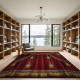 Red Gold Tassel Fringe Area Rug