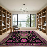 Traditional Persian Ornate Pink Floral Medallion Persian Rug
