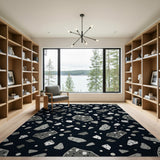 Terrazzo Pebble Black White Area Rug