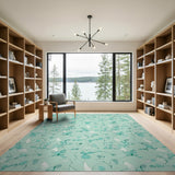 Teal Whimsical Abstract Organic Area Rug