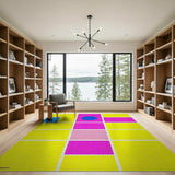 Vibrant Yellow Pink Blue Geometric Mosaic Rug