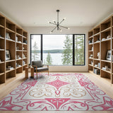 Pink Pink Ornate Persian Floral Area Rug