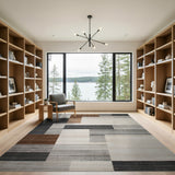 Grey Geometric Modern Modern Geometric Grey Block Area Rug