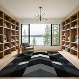 Black and White Black White Geometric Chevron Area Rug