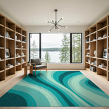Teal Wave Abstract No. 3 Area Rug