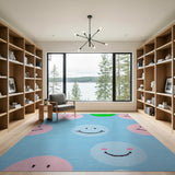 Playful Cartoon Smiley Faces Knit Area Rug