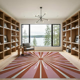 Geometric Modern Radiant Pink Sunburst Geometric Area Rug
