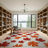 Red Maple Leaves Scatter Area Rug