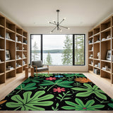 Vibrant Monstera Leaf Floral Area Rug