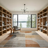 Abstract Geometric Beige Orange Area Rug