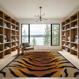 Orange Bold Orange Tiger Stripe Area Rug