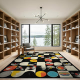 Vinyl Records Collage Geometric Area Rug