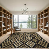 Brown Tan Geometric Diamond Pattern Area Rug