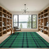 Green Emerald Green Black Plaid Area Rug
