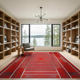 Geometric Modern Red Bold Red Geometric Grid Area Rug