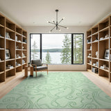 Mint Green Swirl Abstract Area Rug