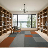 Bold Geometric Grey Orange Block Area Rug