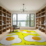Smiling Fried Egg Yellow Cartoon Area Rug