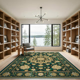 Teal Green Gold Mandala Persian Area Rug