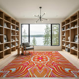 Vibrant Orange Mandala Area Rug