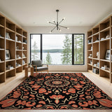 Orange Ornate Orange Floral Persian Area Rug