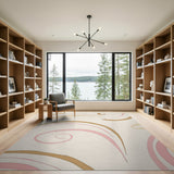 Pink Beige Swirl Abstract Area Rug
