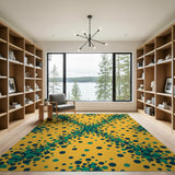 Vibrant Yellow Green Polka Dot Area Rug