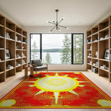 Fiery Sunburst Mandala Area Rug