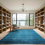 Indigo Teal Striped Geometric Rug