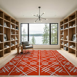 Geometric Modern Red Bold Red Geometric Lattice Area Rug