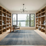 Distressed Blue Ombre Striped Area Rug