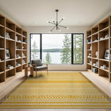Yellow Geometric Striped Woven Area Rug