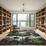 French Chateau Vineyard Roses Foxglove Rug