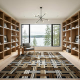 Woven Brown Tan Basket Weave Area Rug