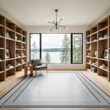 Modern Concentric Grey Frame Area Rug