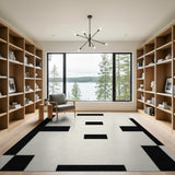 Black White Geometric Block Geometric Modern Area Rug