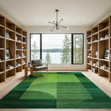 Green Modern Green Geometric Abstract Area Rug