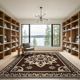 Ornate Brown Tan Persian Medallion Area Rug