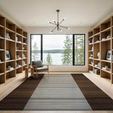 Brown Tan Heritage Tribal Striped Rug