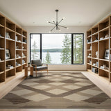 Beige Geometric Diamond Woven Area Rug