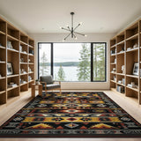 Southwestern Geometric Area Rug Black Yellow Terracotta