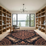 Ornate Gold Octagon Medallion Area Rug