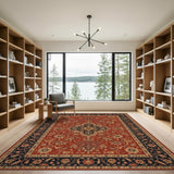 Rich Red Persian Floral Medallion Area Rug