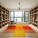 Vibrant Orange-Yellow Striped Geometric Rug