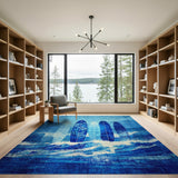 Vintage Surfboards Blue Waves Coastal Rug