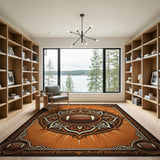 Ornate Football Mandala Area Rug