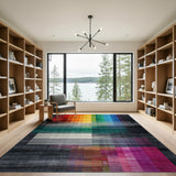 Vibrant Multi-Color Geometric Stripe Multi-color and Patterns Area Rug