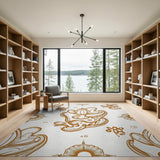 Orange Persian Floral Motif Area Rug