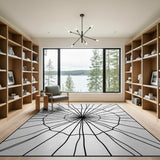 Black and White Geometric Modern Intricate Spider Web Black White Area Rug