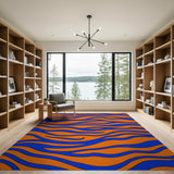 Bold Orange Blue Tiger Stripe Area Rug